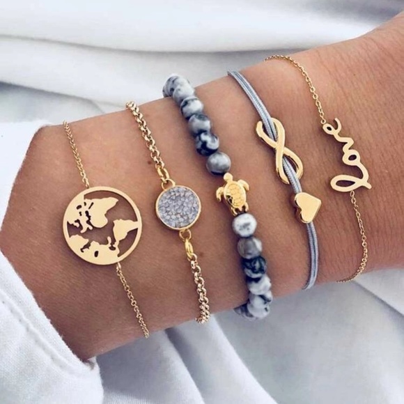 Jewelry - ⭐3/$30 | 5-Piece Love, Travel, Infinity Bracelets